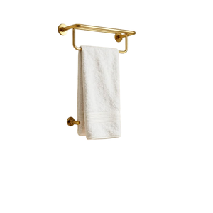 Porte-serviettes mural en métal doré minimaliste à quatre niveaux, support de rangement pour salle de bain, résistant à la rouille, design non pliable - Product Image 5