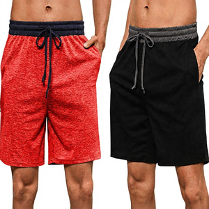 Shorts pour homme en coton 100% écologique, couleur unie, séchage rapide, taille élastique avec poches, vêtements décontractés gris noir - Product Image 6