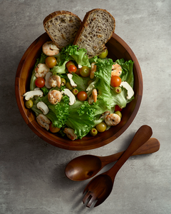 Bol à salade moderne en teck naturel Ha Le, poli, fait main, léger, durable, passe au lave-vaisselle, non toxique, pour la maison - Product Image 3