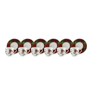 Set di Tazze da Caffè Excelsa con Piattino, Motivo Tartan Gnome, in Porcellana, 9 Cl, Multicolore - Product Image 2