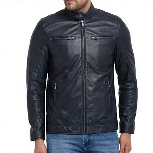 Chaqueta de Cuero para Hombre REDEX SPORTS, Diseño Personalizado, Color Sólido, Piel de Vaca, Cuello Alto, Ecológica, Resistente al Viento y Transpirable - Product Image 1
