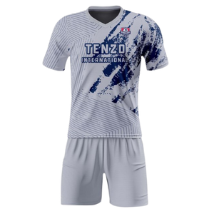 Uniforme de Fútbol Personalizado ODM OEM 2025, Conjunto de Camiseta de Fútbol de Moda, Pantalones Cortos Impresos de Secado Rápido, Transpirables y Ligeros, 100% Poliéster - Product Image 1