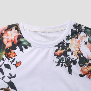 Men's <b>White</b> Floral Print Short Sleeve T-Shirt O-Neck Regular Fit Casual Jersey Cotton Breathable Summer <b>Tee</b> - Product Image 5