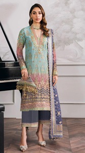 Traje Plazzo Moderno Semisentado de Georgette Sintética Bordada para Bodas y Diwali - Product Image 4