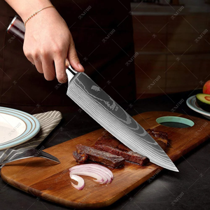 Ensemble de couteaux de cuisine en acier Damas de style japonais, 10 pièces, couteaux de chef, manche en bois fait main, fournitures de restaurant, vente en gros - Product Image 5