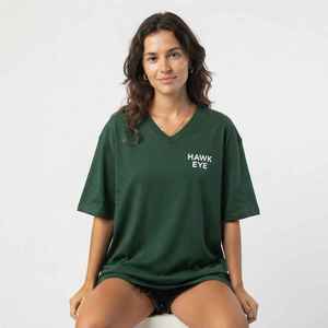 Women's Green <b>V</b>-<b>Neck</b> <b>T</b>-<b>Shirt</b> Short Sleeve Loose Fit 100% Cotton Casual Jersey Print Logo Top - Product Image 5