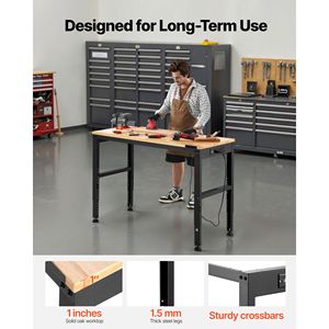 Banco da Lavoro Resistente con Capacità di 907 Kg, 48 x 20 Pollici, con Regolazione Altezza 72,4-97,5 cm per Uso in Garage - Product Image 6