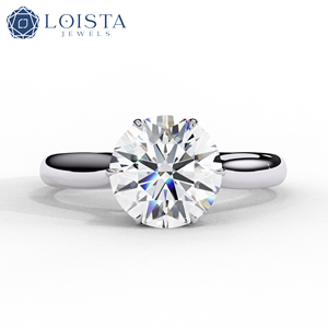 Anillo de Compromiso LOISTA para Mujer con Diamante Natural de Corte Brillante Redondo en Platino, Certificado GIA, Color D, Estilo Clásico - Product Image 1