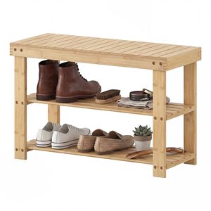 Panca Portascarpe a 3 Ripiani in Bambù da 27 Pollici, Capacità 280 lb, Organizzatore per Ingresso e Soggiorno Moderno - Product Image 1