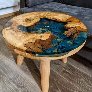 Table ronde en résine époxy de haute qualité, faite à la main, avec fleurs séchées, pour la décoration de table basse, de jardin ou d'intérieur - Product Image 2