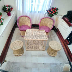 เก้าอี้โซฟาหวายไม้ไผ่สานสุดหรู2024เฟอร์นิเจอร์โซฟาห้องนั่งเล่นพร้อมโต๊ะทรงอ้อยสำหรับบ้าน - Product Image 1
