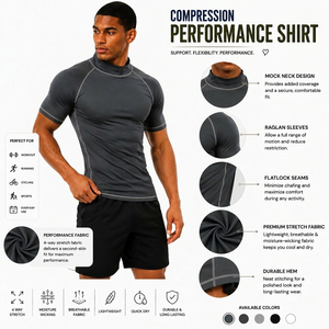 Camiseta Deportiva de Compresión para Hombre, Transpirable, de Secado Rápido, Ajustada, para Entrenamiento - Product Image 6