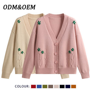 Cardigan tricoté pour homme avec broderie florale, manches longues, pull décontracté d'automne, épaisseur standard, style bohème décontracté, idéal comme couvre-maillot de bain. - Product Image 6