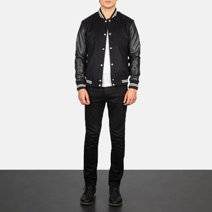 2024 High Quality Unisex Hooded Varsity <b>Jacket</b> Breathable <b>Waterproof</b> Anti-Bacterial Geometric Pattern Front 100% Wool Streetwear - Product Image 2
