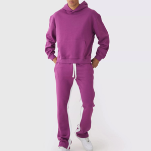Chándal Morado Ecológico para Hombre, de Peso Medio, con Capucha, Manga Larga, Corte Regular, Informal, con Bolsillos Laterales y Cintura con Cordón, para Invierno - Product Image 1