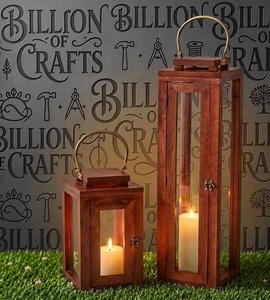 Handmade <b>Wooden</b> Lantern Candle Holder Glass Panel Hanging Table <b>Decor</b> <b>for</b> <b>Home</b> Wedding Christmas - Product Image 4