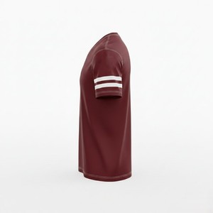เสื้อเบสบอลคอวีสำหรับผู้ชาย แขนสั้น สีมารูน ผ้าโพลีเอสเตอร์ระบายอากาศได้ดี ทรงปกติ เหมาะสำหรับทุกฤดูกาล - Product Image 3