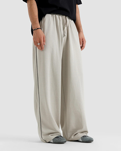 Pantalones Jogger de Pierna Ancha para Hombre, Mezcla de Poliéster/Algodón, Tejido Bonded, Cintura Elástica, Corte Medio, Multibolsillos, Forro Polar Impermeable - Product Image 4