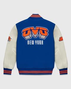 Chaqueta Varsity de los New York Knicks, Unisex, Azul, con Logotipo de Búho Bordado, Estilo Urbano, Manga Larga, para Invierno, de Lana - Product Image 2