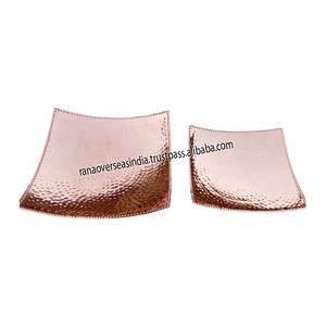 Nouvel arrivage en gros de qualité supérieure Plateau au design martelé Assiette de service carrée en cuivre pur pour fruits - Product Image 1