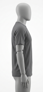 Men's Grey Short Sleeve Crew Neck Moisture Wicking T-Shirt Regular Fit 100% Polyester Solid Color All Seasons - Product Image 3