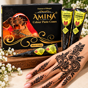 Conos de Henna Negra Herbal Amina Directo de Fábrica 360g al por Mayor, Pasta de Mehndi Instantánea para Tatuajes Profesionales y Arte Corporal - Product Image 1