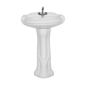 Lavabo de mano de Material cerámico blanco 100% con forma de rectángulo tradicional SANSO con Pedestal 5 años de garantía 20L de capacidad India - Product Image 1