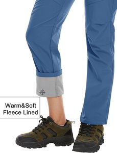 Pantalon de randonnée pour femme, bleu, imperméable, fermeture à boutons, polyester, vêtements d'extérieur - Product Image 2