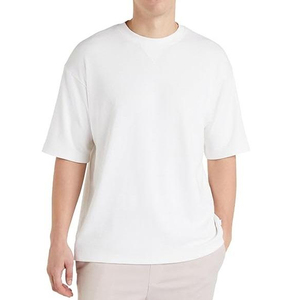 T-shirt blanc à manches courtes en jersey 100% coton pour homme, coupe ajustée - Product Image 3