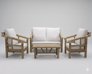 Modern Natural Bamboo Rattan Patio Furniture Set Outdoor Garden <b>Sofa</b> With <b>Waterproof</b> Cushion Eco Friendly Living Room Furniture - Product Image 1