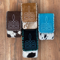 Nouveau point de botte Turquoise daim cuir téléphone pochette sac Western crédit porte-carte téléphone transporteur femmes bandoulière téléphone portable sacs