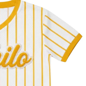 Maillot de baseball Philo blanc à fines rayures, pull à manches courtes boutonné, uniforme d'équipe athlétique, personnalisable pour l'entraînement sportif - Product Image 5