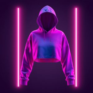 เสื้อฮู้ดครอปท็อปสำหรับผู้หญิง ผ้าโพลีเอสเตอร์/ไนลอน ขนฟลีซ ทรงยาว สไตล์ลำลอง สตรีทแวร์ แจ็คเก็ตมีฮู้ด ลายดิจิทัล - Product Image 2