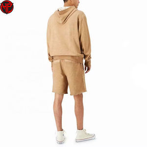 Conjunto de Sudadera con Capucha y Pantalones Cortos para Hombre, con Logotipo Personalizado, Efecto Desgastado por el Sol, 100% Algodón, Secado Rápido, Estilo Urbano, a la Moda, Vintage - Product Image 5