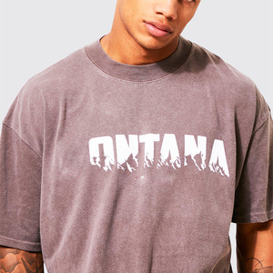 T-shirt Homme Personnalisé avec Logo, Lavage Acide, Coupe Oversize, Coton Vintage, Manches Courtes, Décontracté, Streetwear, T-shirt Vierge - Product Image 6