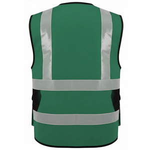 Men's Green Reflective Safety <b>Vest</b> With Multiple Pockets Breathable Zipper Closure Casual Outdoor Work Wear - Product Image 3