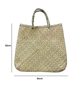 Bolsos Kete Tejidos de Tamaño Mediano (28-40cm) de Seagrass y Lino, Bolsos Tote Maori Tejidos a Mano, Bolsos de Paja y Ratán de Tamaño Pequeño de Fábrica Vietnamita - Product Image 1
