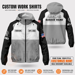 Veste de travail unisexe personnalisée à manches longues coupe-vent imperméable respirante séchage rapide 180g polyester toutes saisons pour garage et mécanicien - Product Image 5