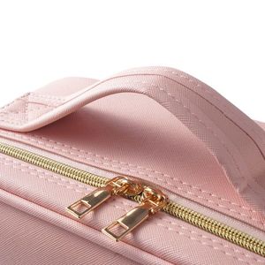 Borsa da Viaggio Professionale Multistrato ad Alta Capacità con Tracolla per Cosmetici e Accessori, Colore Rosa - Product Image 5