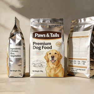 Sac d'emballage pour aliments pour animaux de compagnie à fond plat imprimé sur mesure, sac en plastique à fermeture éclair pour aliments pour chiens de 5 kg, vente en gros - Product Image 4