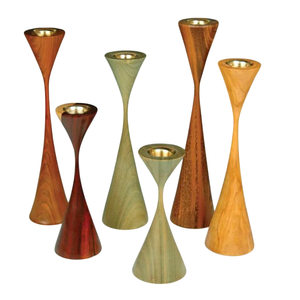 Magnifique ensemble de chandeliers en bois, forme colonne, décoration d'intérieur, design conique, fait main, noyer, chêne, marbre blanc - Product Image 6