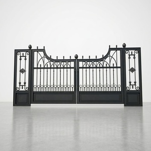 Puerta de Entrada Doble Artística de Hierro Forjado a Mano de Lujo, Personalizada, con Galvanizado en Caliente Resistente a la Oxidación para Villa o Mansión - Product Image 1