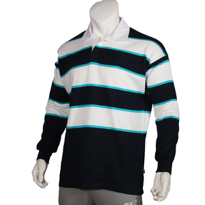 Chemise à manches longues pour homme, tricotée, 100% coton, respirante, style décontracté, bleu marine, blanc, turquoise - Product Image 3