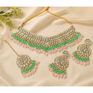 Juego de Collar y Aretes JeweleMarket para Mujer, Chapado en Oro, con Cristales y Piedras de Imitación, Estilo Étnico, para Boda, Compromiso, Aniversario - Product Image 1