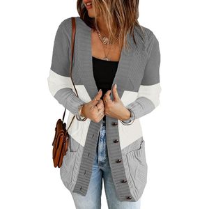2025 Women's <b>Long</b> Sleeve Open Front <b>Cardigan</b> Buttoned Cable Knit Pocket <b>Sweater</b> - Product Image 1