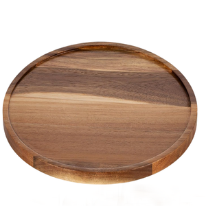 Round Acacia Wood Serving Tray <b>Rustic</b> <b>Wooden</b> Tray for <b>Coffee</b> <b>Table</b> Farmhouse Home Decor Platter for Kitchen Snacks and Beverages - Product Image 1