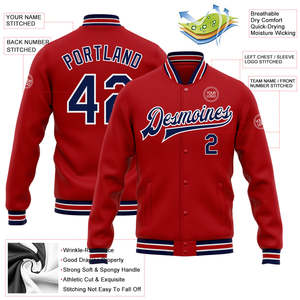 แจ็คเก็ตเบสบอลแบบกำหนดเองรุ่นใหม่ล่าสุด ปักโลโก้ทีม ติดกระดุมแป๊ก สไตล์ Letterman Bomber  ปักชื่อและหมายเลขส่วนตัว ขายส่ง - Product Image 2