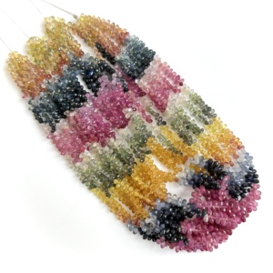 Natural Multi Sapphire Faceted Drop <b>Beads</b> 3x5mm Premium Sapphire Teardrop Gemstone Strand 16 Inch Loose Multi Sapphire <b>Beads</b> - Product Image 1