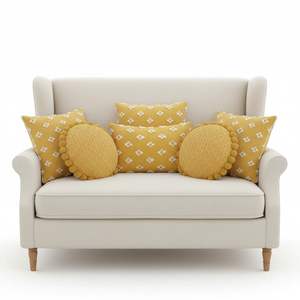 Juego de 6 Fundas de Almohada Acolchadas de Lujo SOGA, Diseño de Diamantes Amarillos, Decorativas y para Almohadas de Sofá - Product Image 1