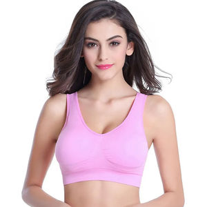 Wholesale Women's Simple Fitness Sports Bra Gym Active Wear Breathable Seamless Halter High Support Yoga Customized Front Deep - Product Image 1